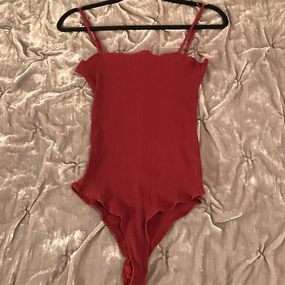 Tops - Burgundy Ribbed Bodysuit